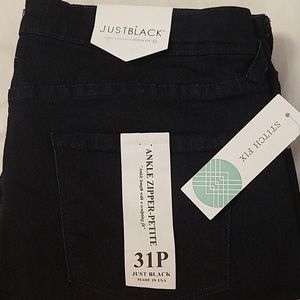 Just Black Ankle Zipper Jeans, 31/12P, NWT